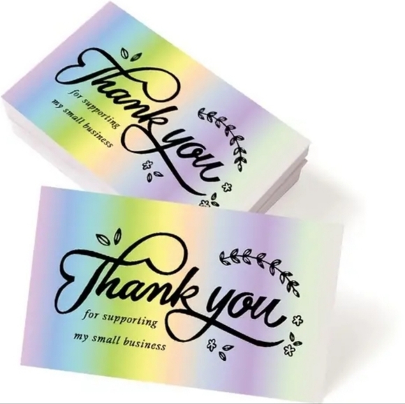 100pk DELIGHT YOUR CUSTOMERS W/ COLORFUL HOLOGRAPHIC THANK YOU CARDS & LABELS - Picture 5 of 12